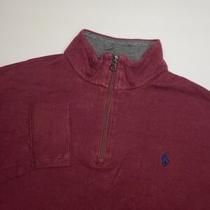 Polo Ralph Lauren Performance Pullover Men Large Maroon 1/4 Zip Long Sleeve Pony